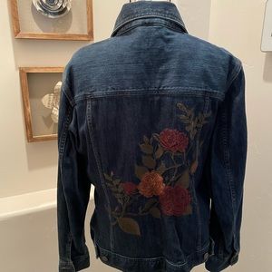 NWOT Eddie Bauer specially dyed embroidered jean jacket size XL